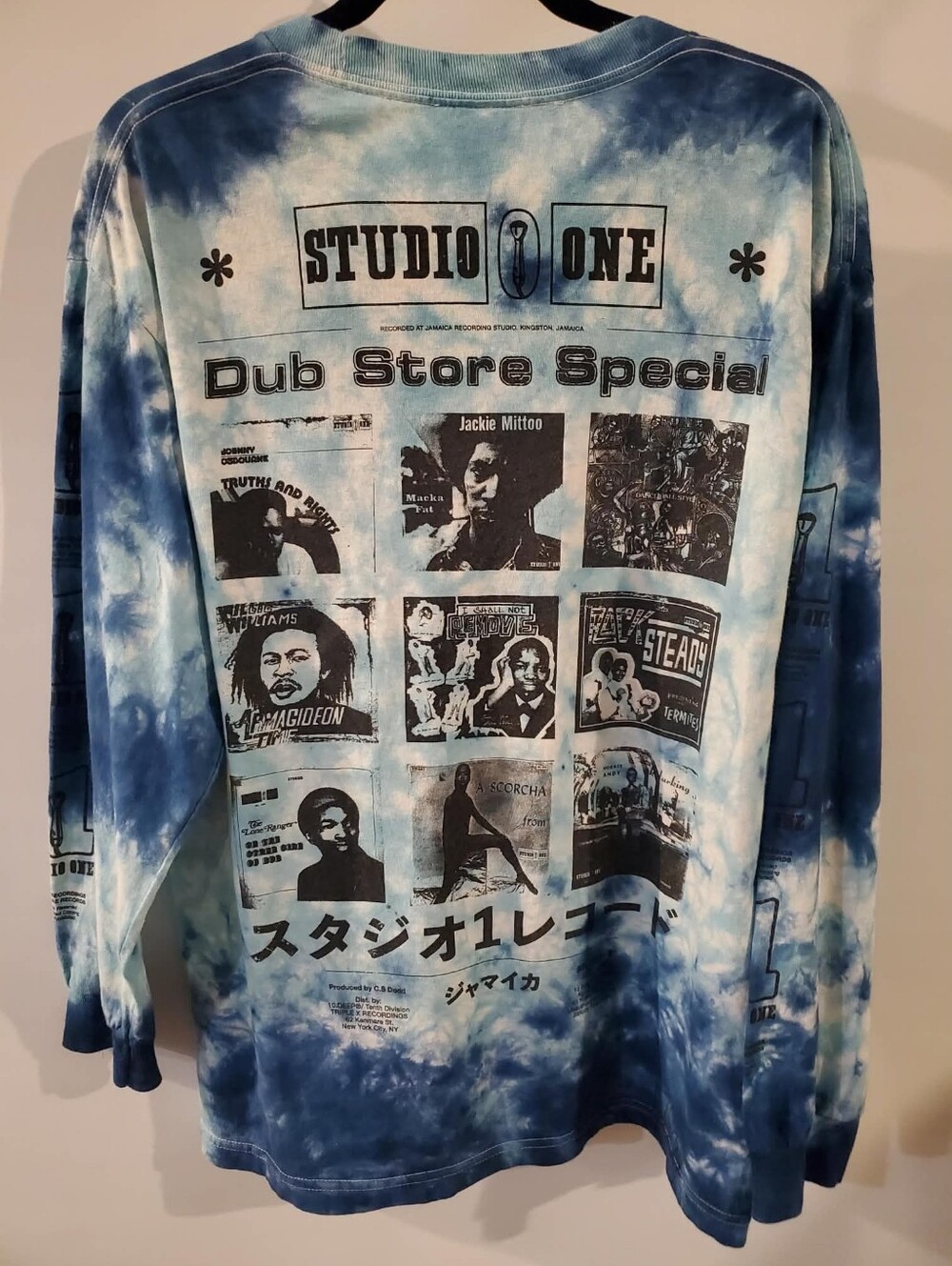 Studio One Men's Blue Tie-Dye Long Sleeve Graphic Shirt